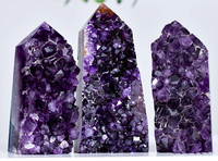 Torre de Cristal de Amatista Natural, Adorno de Cristal Morado, Coleccionable de Escritorio, Decoración para el Hogar