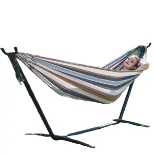 Factory Direct Selling Canvas Hammock Bed Folding Double Hanging Nylon Wholesale Swing Portable Outdoor Camping Hammock