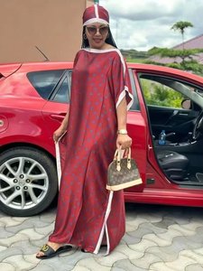 Whosale 2024 New Style Ladies African Clothing Ethnic Free Size Satin Silk Printed Long <strong>Kaftan</strong> Plus Size Muslim Women Dress - Product Image 2