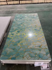 Panneaux muraux en PVC à revêtement brillant UV, imitation marbre, imperméables, écologiques, <span class=keywords><strong>décoration</strong></span> murale moderne pour <span class=keywords><strong>salon</strong></span> - Product Image 2