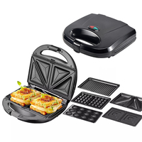 GiaYol 6 en 1 2 tranches gaufrier sandwich détachable en acier inoxydable beignet avec 6 plaques panini contact grill