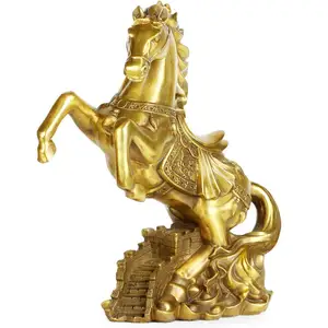 Hot Sell Office Handicraft Home Decor Luxury Golden Stand Horse Sculpture Copper Bronze