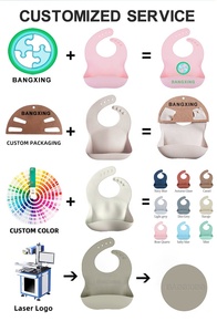 Bavoir bébé en silicone imperméable, facile à nettoyer, motif imprimé, pour tout-petits, tablier repas, logo personnalisé, vente en gros - Product Image 6