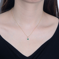 AN524 Nuevo Producto Collar con Colgante de Esmeralda Sintética Cuadrada de 5*5mm en Plata de Ley 925