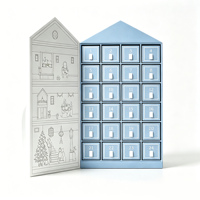 Boîte de calendrier de l'avent personnalisée en forme de maison, boîte cadeau à tiroirs pour compte à rebours de Noël, emballage vide pour calendrier de l'avent