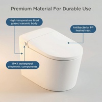 Inodoro Eléctrico Inteligente de Lujo de Una Pieza con Asiento Calefactado, Sensor de Pie, Luz Nocturna y Drenaje S-Trap, Montado en el Suelo