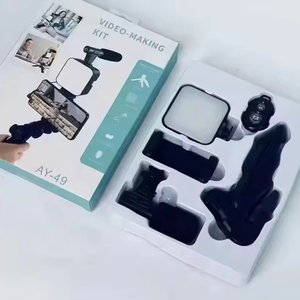 Vicsound AY-49ポータブル三脚スタンド携帯電話ホルダーライトとマイク付きライブVlogging - Product Image 2