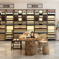 Étagère à vin en fer moderne avec logo personnalisé, présentoir commercial, rangement en métal, porte-bouteilles, cave, armoire sur pied