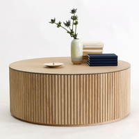 Mesa de Centro Moderna con Almacenamiento Debajo del Sofá, Diseño Curvo con Bordes Naturales, Mesa de Centro Móvil con Almacenamiento