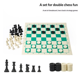 ベストセラーのポータブルプラスチック製2in1チェスゲームセット、布製バッグ付き折りたたみボード、教育的知能開発用 - Product Image 2