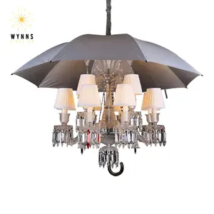 Şemsiye avize lüks kahve dükkanı giyim mağazası ve düğün dekor için işık kristal LED kolye lamba askıya