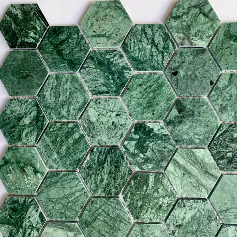 mosaico de mármol verde