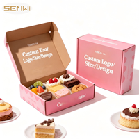 Boîte à pâtisserie rose recyclable avec laminage mat personnalisé, emballage de boulangerie en kraft, boîte pliable pour cupcakes, biscuits, mini-gâteaux, desserts, personnalisable