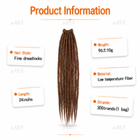 Extensions de cheveux fines à tresses simples, queue de cheval synthétique brune pour femmes africaines, accessoires de tresses dreadlocks