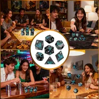 7 Buah Set Dadu DND Logam Padat Paduan Seng 16Mm Polihedral Naga untuk Permainan Meja D&D Hadiah Edukasi