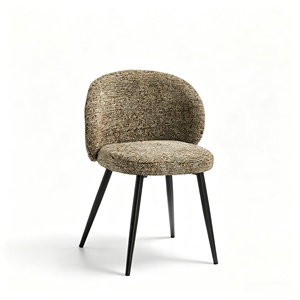 Chaise de salle à manger à dossier incurvé en tissu bouclé, chaise d'appoint avec pieds en métal, sièges décoratifs pour salle à manger, maison, hôtel - Product Image 1