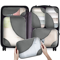 6 pièces ensemble organisateur de voyage pour valise souple haute qualité ripstop vêtements robes sous-vêtements chaussettes sacs de rangement avec logo personnalisé