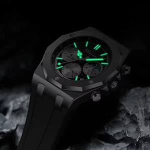 Reloj de Cuarzo Multifuncional CHENXI 968 para Hombre, con Tres Esferas, Seis Agujas, Calendario, Resistente al Agua, Correa de Silicona para Uso Diario - Product Image 2