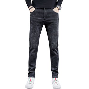 Jeans pour hommes, dernières tendances, coupe droite, en coton élastique, slim, <span class=keywords><strong>skinny</strong></span>, noir - Product Image 1