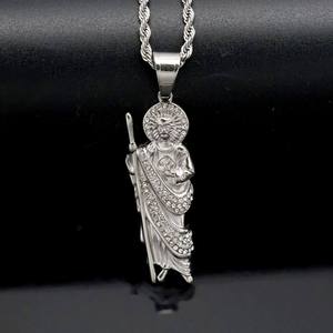 Pendentif en acier inoxydable 316 tendance, géométrique, hip-hop, vintage, saint Jude, religieux, <span class=keywords><strong>catholique</strong></span>, imperméable, sans ternissement - Product Image 6