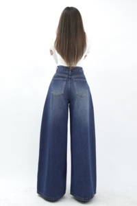 กางเกงยีนส์ทรงคูลอตต์เอวสูงสีน้ำเงินคุณภาพสูง รุ่น 8817-1 ระบายอากาศได้ดี สวมใส่สบาย สไตล์อเนกประสงค์ เพื่อความมั่นใจและมีสไตล์ - Product Image 3