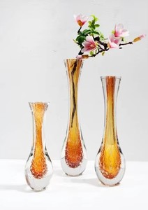 Hand Blown Glass Modern Artistic Amber <b>Clear</b> Cylinder Floor <b>Vase</b> Decorative Flower Vessel for Living Room Hotel Wedding - Product Image 2