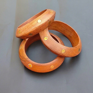 Eco-Friendly Wooden Bangles Smooth Polished Fashion Bracelet Set Natural <b>Crafts</b> - Product Image 1