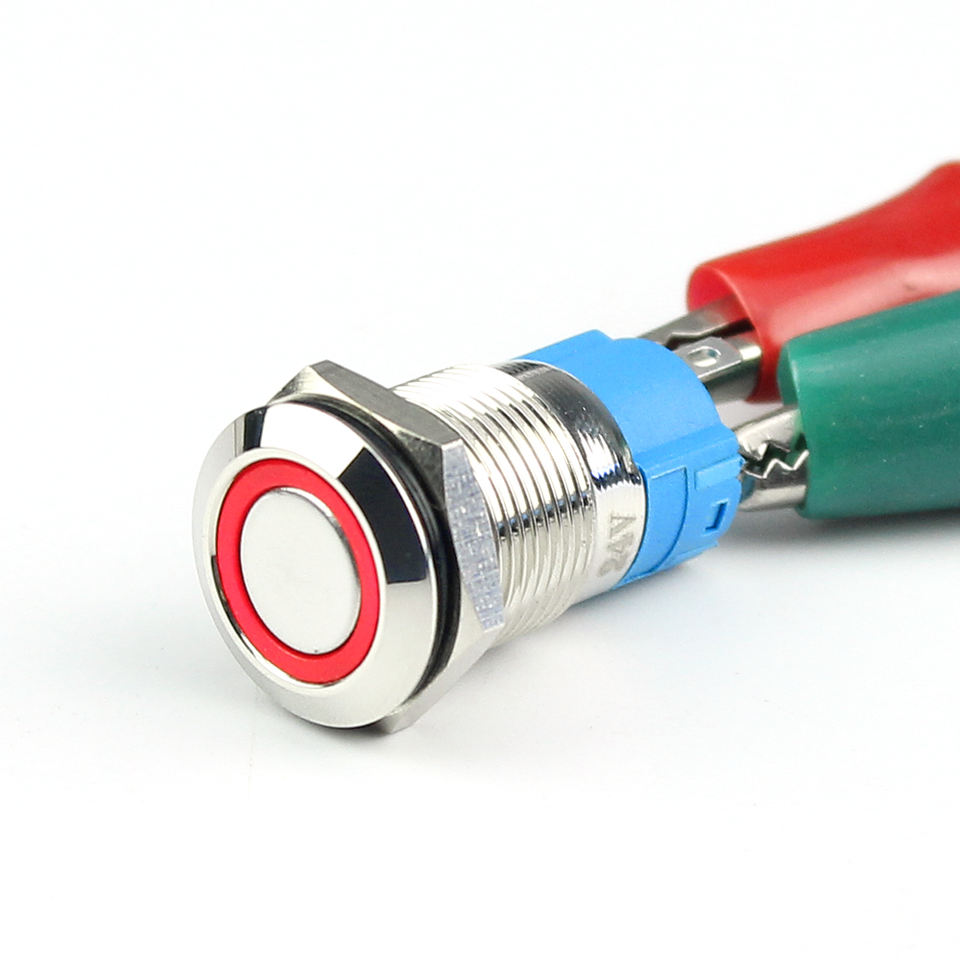 12MM Momentary Push Button Switch Led Illuminated Push Button Switch IP65 Waterproof Push Button Switch 4 Pins Normally Open