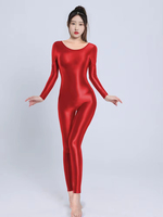 Combinaison moulante sexy pour femme, effet brillant et transparent, en satin, pour yoga, danse ou tenue de demoiselle d'honneur, couleur bonbon