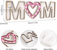 Plaque en bois rustique avec inscription « Mom » en rose et blanc, centre de table pour la fête des mères, décoration pour la maison, la ferme, le bureau, cadeaux
