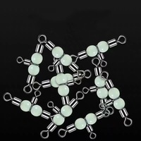 Connecteur de ligne de pêche à la traîne pour gros gibier, à 3 voies, pivotant, avec perles lumineuses, type American Barrel, plaqué cuivre, haute densité