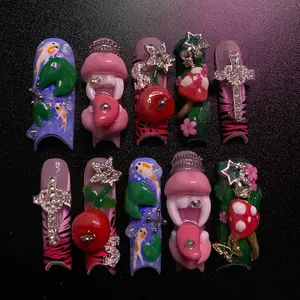 <span class=keywords><strong>Uñas</strong></span> <span class=keywords><strong>Postizas</strong></span> 3D Super Nuevas 2025 con Diseño <span class=keywords><strong>de</strong></span> Labios, Dientes y Pecho, Personalizadas, Francesas, Cuadradas, Hechas a Mano, <span class=keywords><strong>de</strong></span> Lujo - Product Image 6