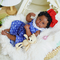 Poupée Reborn de 45 cm, poupée bébé afro-américaine noire, peau peinte à la main en 3D, jouet nouveau-né