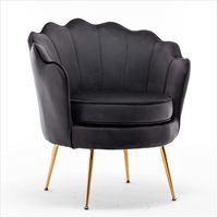 Chaise de loisirs moderne de haute qualité à cadre en métal doré en tissu de velours noir