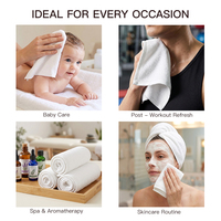 Serviette de toilette en coton éponge de bambou, douce, 10x10 pouces, petite serviette à main réutilisable pour les soins de spa, directement de l'usine