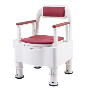 Chaise de toilette d'hôpital avec coussin rouge pour personnes âgées et soins à domicile - Product Image 4