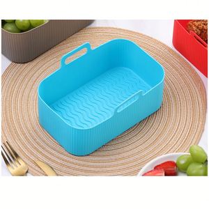 Panier en silicone réutilisable rectangulaire pour friteuse à air, compatible avec la circulation d'air, idéal pour la cuisson et la préparation alimentaire - Product Image 6
