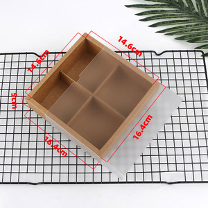Đen đỏ kraft giấy 4 lưới Pastry bao bì Hộp ngăn kéo bánh trung thu sô cô la cupcake PVC cửa sổ Cookie hộp hộp giấy - Product Image 6