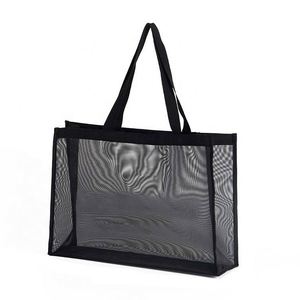 2026 New Style Custom Logo Large Market Grocery Shopper Gift Net Shopping Travel Beach Black Mesh <b>Tote</b> <b>Bag</b> - Product Image 3