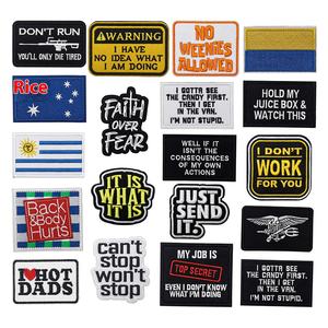 英文字母战术国旗徽章幽默讽刺缝制风格帆布织物贴片带回圈钩DIY - Product Image 1