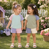 Ensemble décontracté deux pièces pour enfants OEM ODM : T-shirt à manches courtes raglan et short contrastant – Tenue décontractée pour tout-petits et ensembles de vêtements pour filles