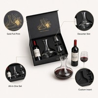 Coffret Cadeau Personnalisé pour Carafe à Vin – Boîte Rigide Charbon avec Carafe et Verres – Emballage Cadeau Tout-en-un