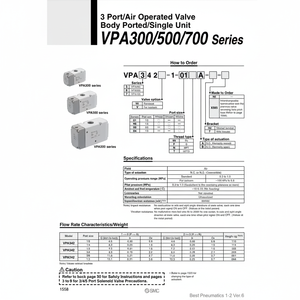 Modèle de soupape de commande pneumatique SMC Pneumatics VPA542-1-03B-F - Product Image 1