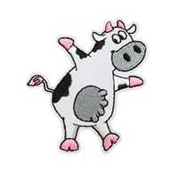 Patch brodé en gros motif vache de dessin animé, mignon animal de la ferme, thermocollant, applique brodée personnalisée pour vêtements, sacs à dos, chapeaux