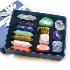Méditation spirituelle cristal cœur guérison cristal 7 Chakra Tumbling Stone boîte ensemble double <span class=keywords><strong>point</strong></span> baguette kit pour cristal artisanat <span class=keywords><strong>cadeau</strong></span> - Product Image 2