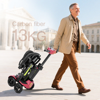 Trottinette de mobilité électrique à cadre en fibre de carbone ultra légère de 13kg, trottinette pliante facile et rapide pour adultes handicapés âgés