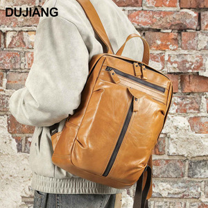 กระเป๋าเป้หนังแท้ Dujiang 20 ลิตร สำหรับทุกเพศ ใช้ได้ทั้งแบบลำลองและเดินทาง พร้อมช่องซิปด้านใน - Product Image 1