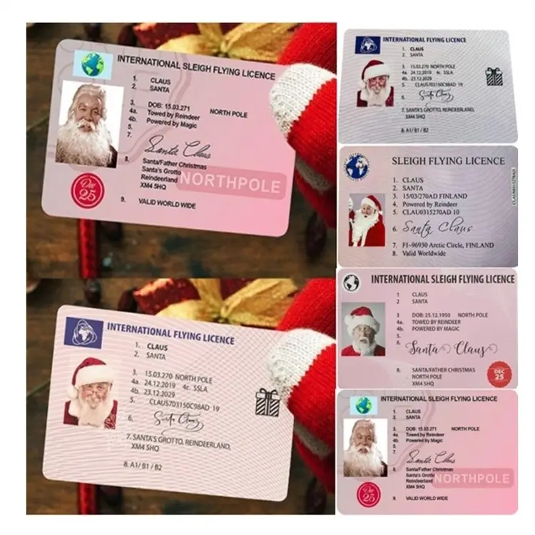Christmas Tree Decoration supplies Gifts For Children Kids Christmas Eve Driving Licence Santa Claus Flight License
