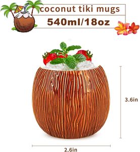 Tasses en forme de noix de coco en céramique Tasses tiki en porcelaine écologiques pour le thé pour les bars et les accessoires mignons de voyage - Product Image 5