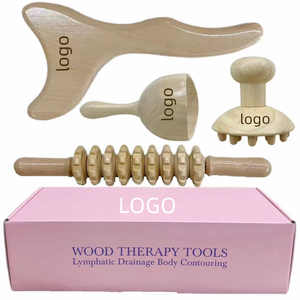 Holz massage werkzeuge Set 4 Stück Lymphatische Entgiftung Holz massage stab Anti Cellulite Massage gerät - Product Image 5